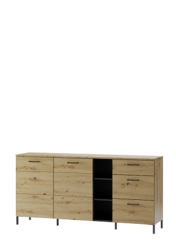 LAKI 48 KOMODA 2 DVÍŘKOVÁ S 3 ŠUPLÍKY dub artisan / černý mat